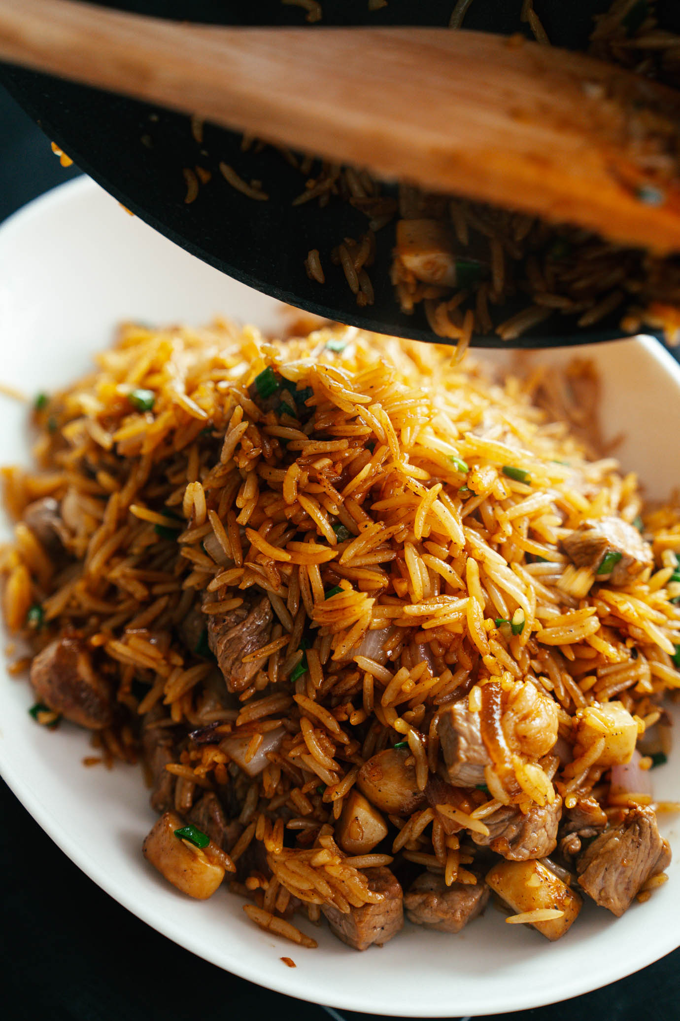 beef and button mushroom fried rice|chinasichuanfood.com