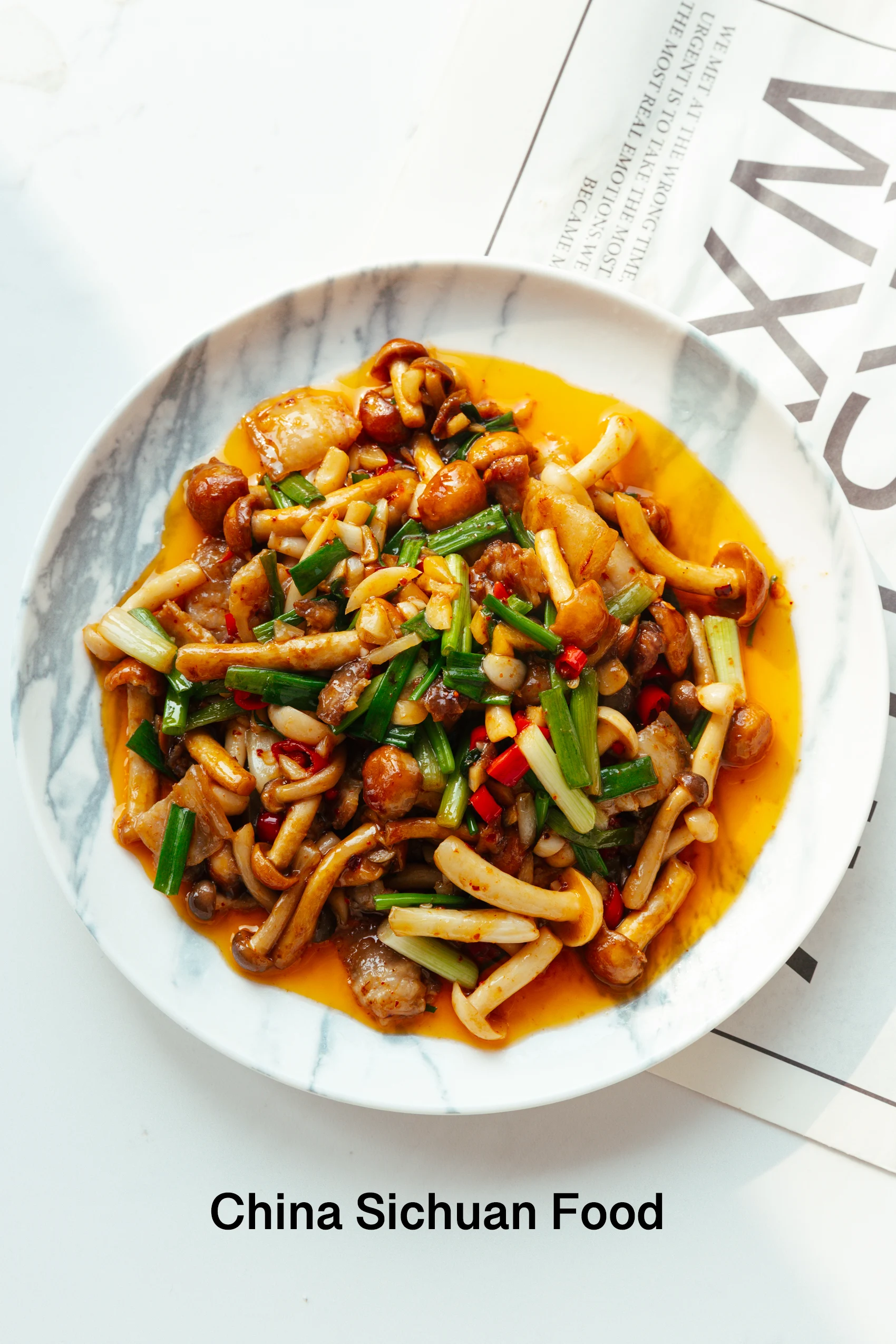 mushroom and pork belly stir fry