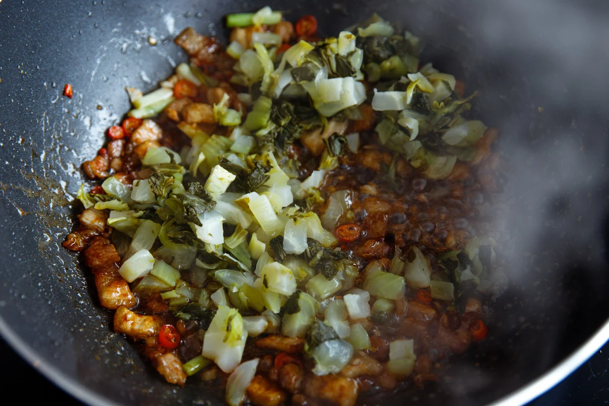 pickled bok choy with pork belly