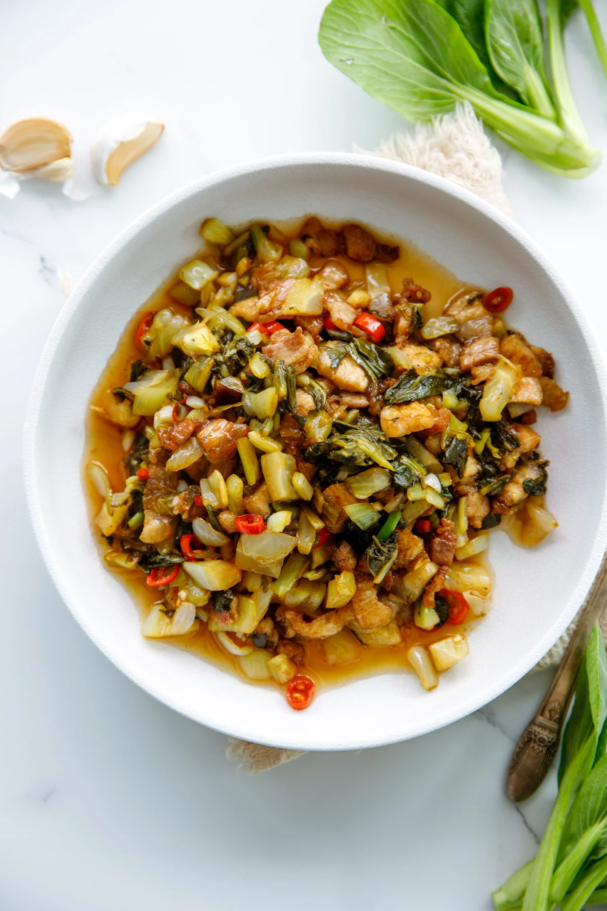 pickled bok choy with pork belly