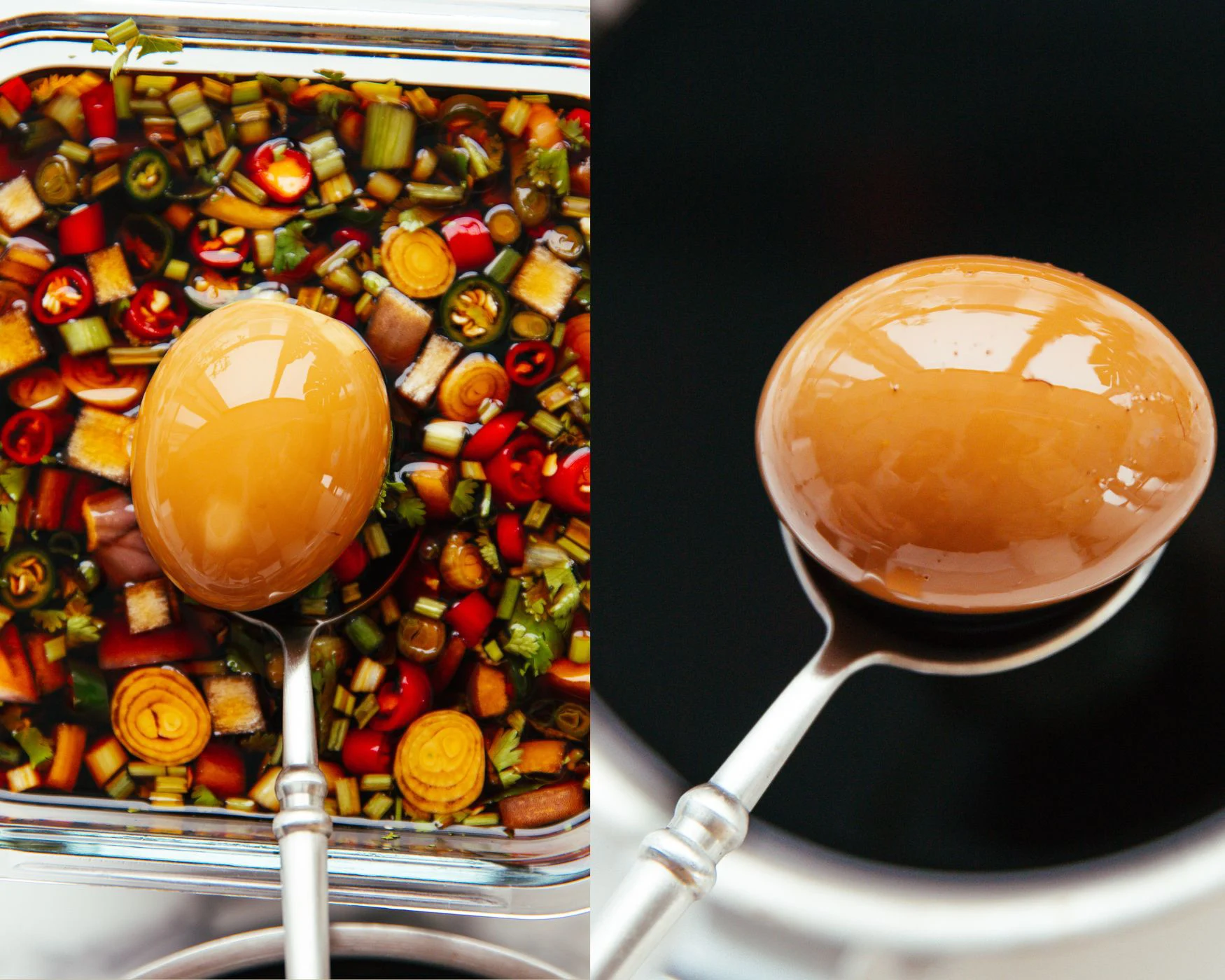 soak the eggs in the stock